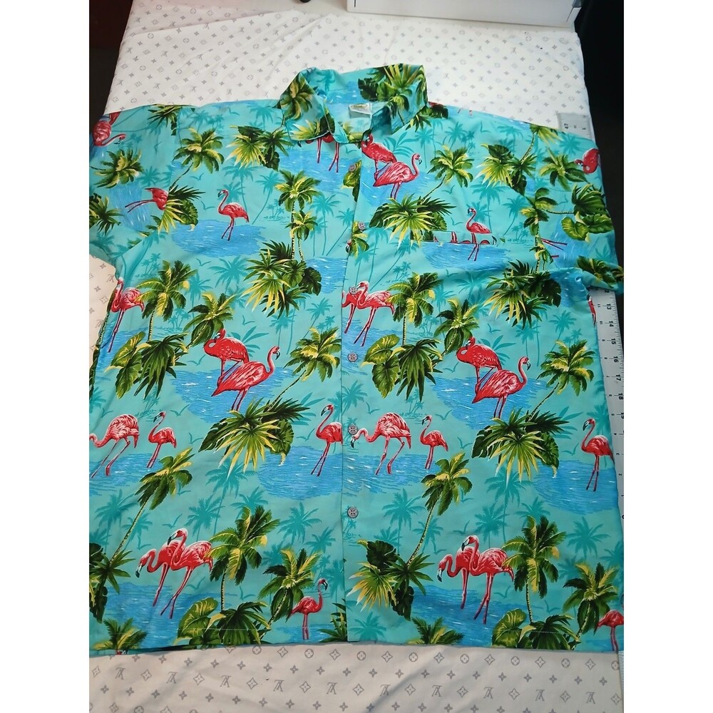 Rima Hawaiian Shirt Flamingo Cruise Wear Pattern Tropic Tropical Floral Sz XL